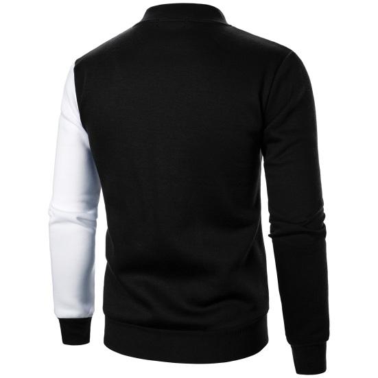 Fall Spring Men Jacket Stand Collar Zipper Closure Long Sleeves Color Matching Elastic Cuff Hem Cardigan Slim Fit Sport Coat