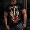 Haina cu imprimeu pentru chitara rock Haine vintage pentru barbati Haine de vara pentru barbati Tricou supradimensionat Tricou cu maneca scurta Tricou cu chitara pentru barbati
