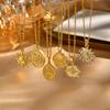 Vnox Gold Plated Sunflower Necklace For Women, Stainless Steel Jewelry Big Sun Pendant Necklace Choker Bohemian Style Waterproof