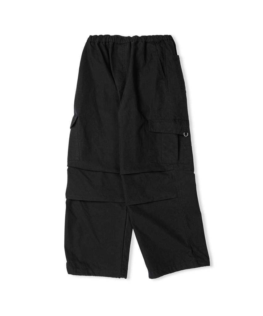 Ledeoli Parachute Wide Cargo Pants [Cotton Black]