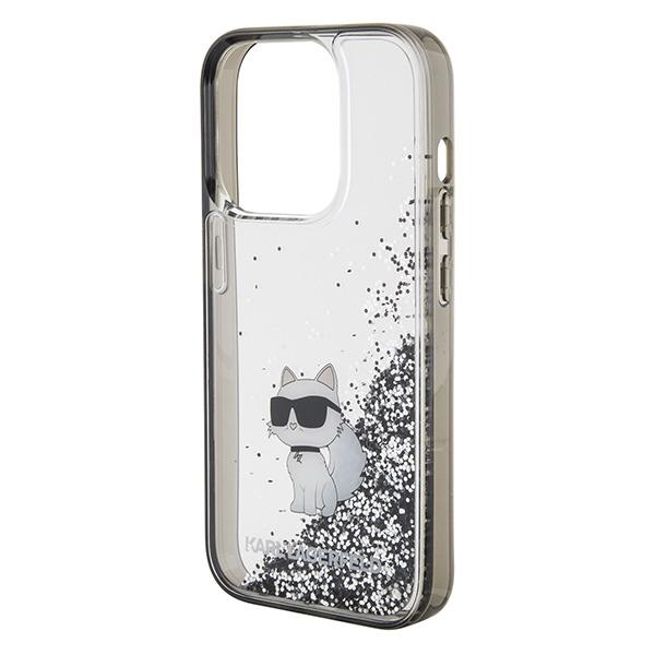 Karl Lagerfeld KLHCP15LLKCNSK iPhone 15 Pro 6.1" Transparent Hardcase Liquid Glitter Choupette