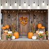 Blissful Autumn Harvest Theme Photography Background Forest Maple Fallen Leaves Window Pumpkins Sunflower Photo Backdrop Decor3