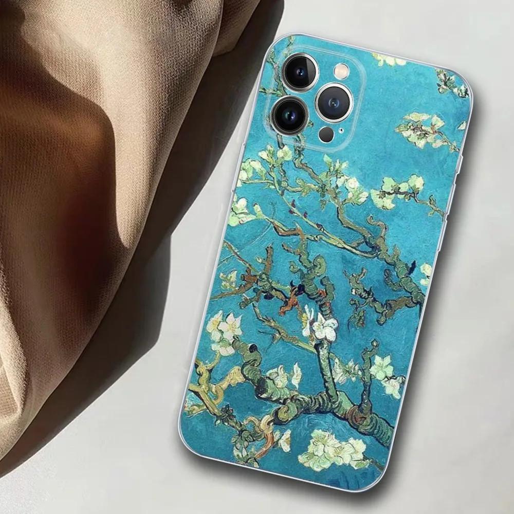 Applicable à l'étui de téléphone portable iPhone13ProMax Étui de téléphone portable Van Gogh, peint anti-chute pour la main anti-chute