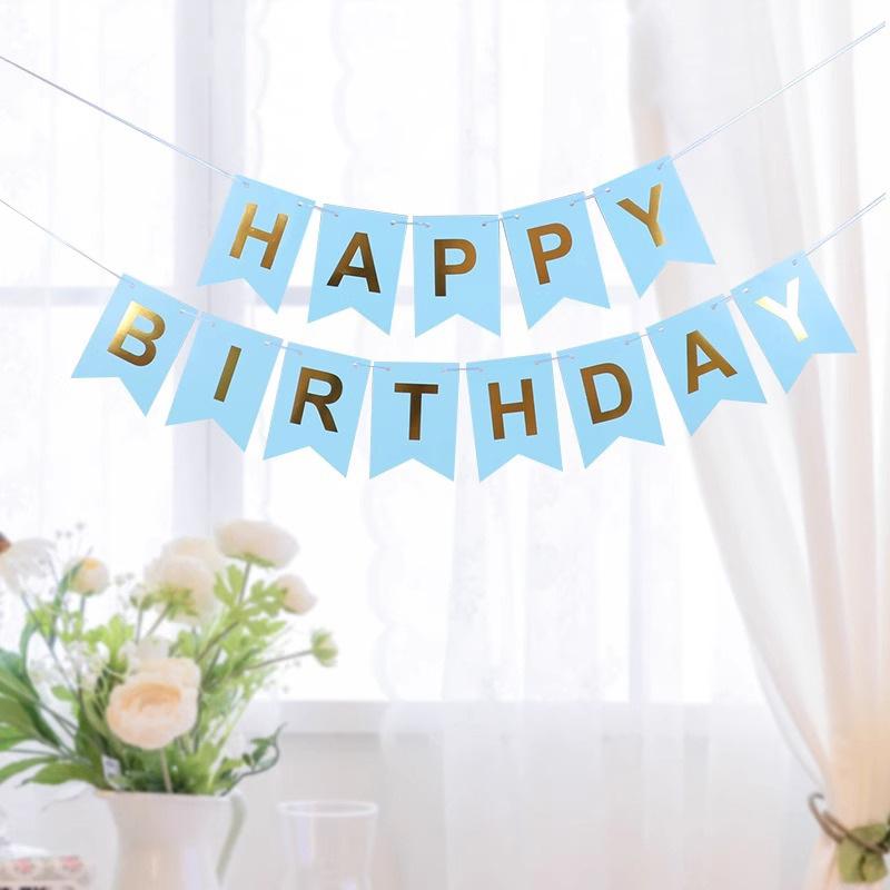 Fishtail Flag Happy Birthday Birthday Letter Pull Flag Children'S First Birthday Decoration Arrangement Pull Strip