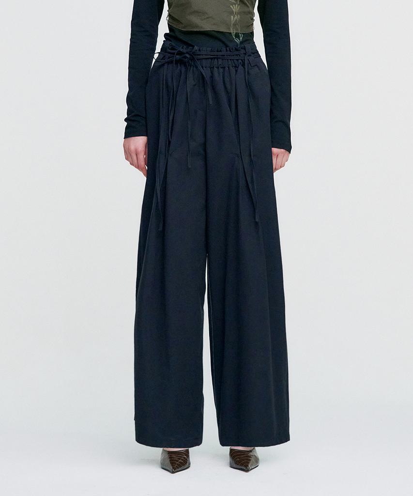 Kimjisu Ribbon Tied Wide Pants _ Black