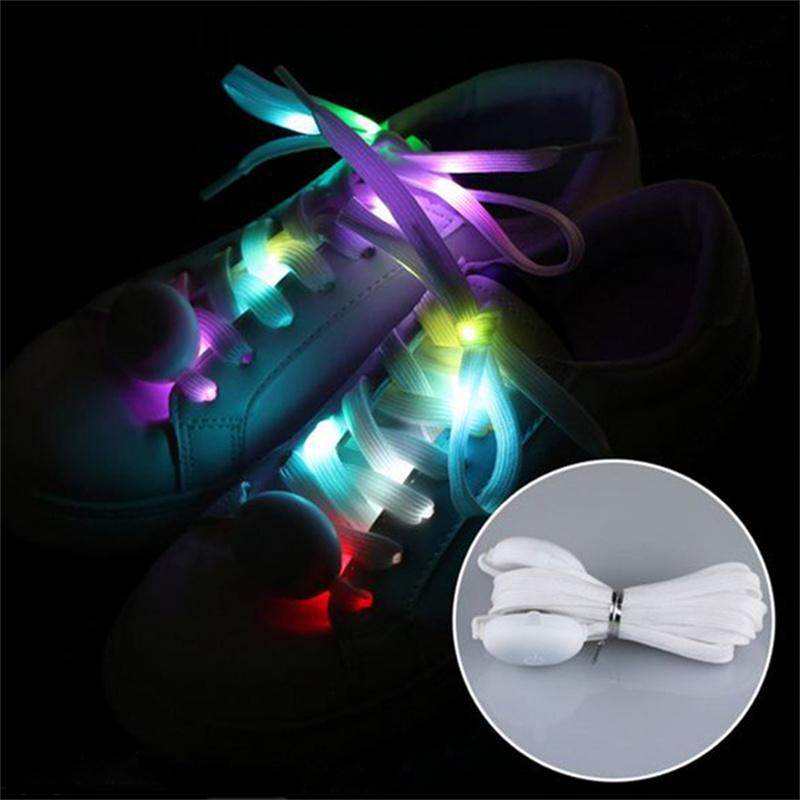 LED Sport Shoe Laces Luminous Shoelaces Glow Shoe Strings Round Flash Light Battery Shoelaces No Tie Lazy Shoe Laces Party Decor