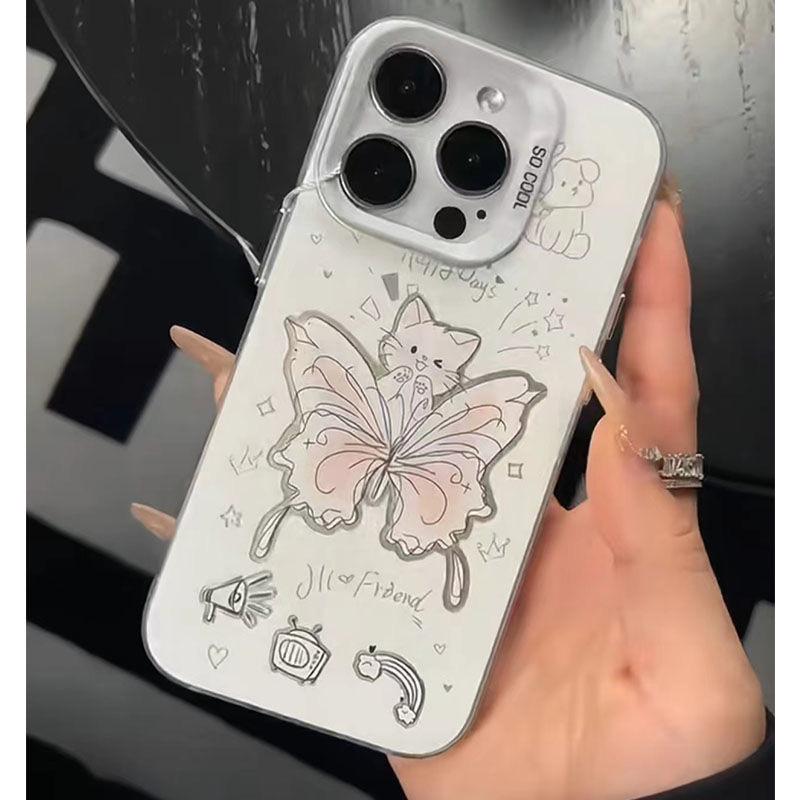 Butterfly Kitten Drop-Proof Soft Case for Apple iPhone 11/12/13/14/15 Pro/Pro Max
