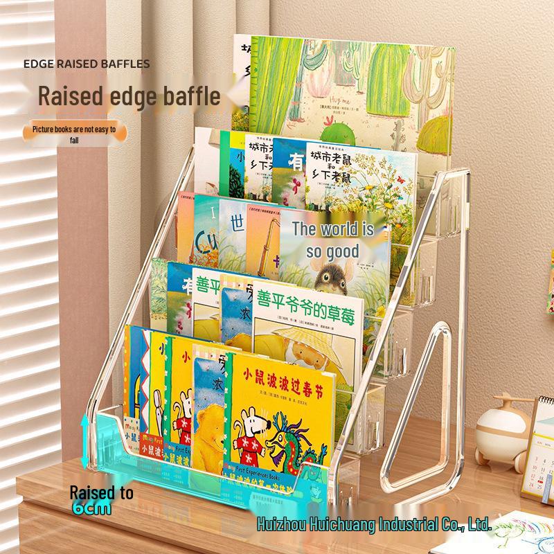 Étagère à niveaux en acrylique pour livres d'images et magazines pour enfants