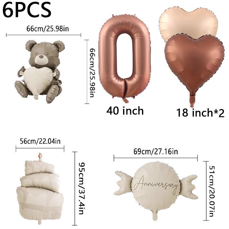Matte Balloon Set Teddy Bear Candy Numbers 0-9 Children's Birthday Party Wedding Anniversary Scene Decoration Aluminum Foil Balloons