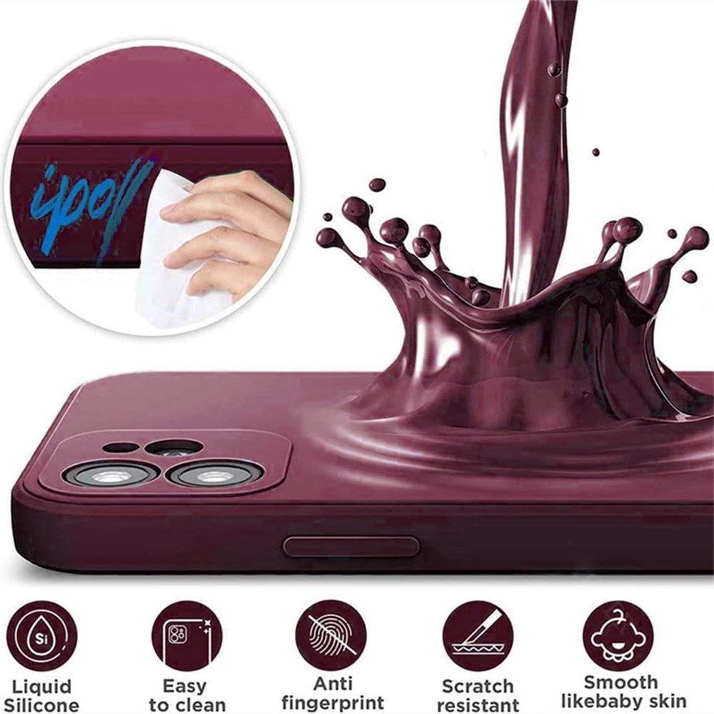Plum Red Anti Drop Case For iPhone 16 11 12 13 14 15 Pro Max 12 Mini 7 8 X XS XR Cover Coque Funda Silicone Soft TPU Back Cover