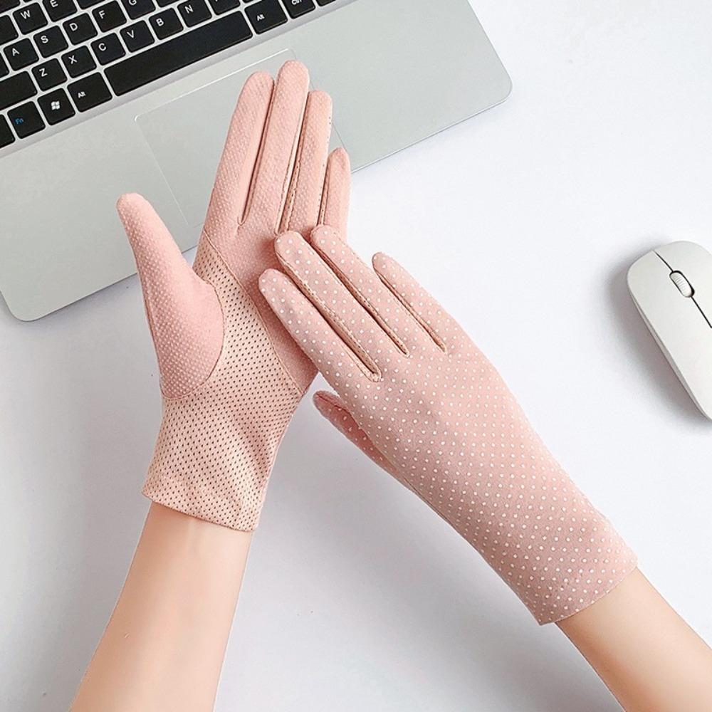 Anti-UV Riding Driving Gloves Breathable Ice Silk Gloves New Nail Painting Gloves Summer