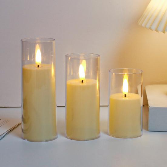 3Pcs Flameless LED Candles Battery Operated Flickering Candles LED Votive Candle Light for Home Cafe Restaurant Decor