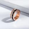 Drehbare Schwarze Römische Ziffern Luxus Zirkon Ringe Hohe Qualität Edelstahl Braut Verlobungsring Damen Hochzeit