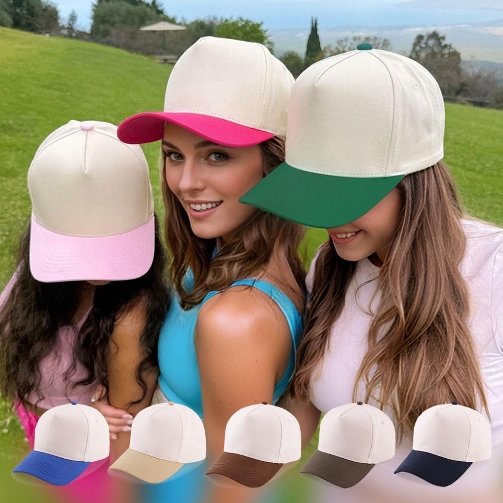 Casual Color Blocked Peaked Cap Breathable Lightweight Baseball Cap Adjustable Korean Style Sunscreen Sun Hat Girl