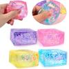 Glitter Ice Cube Squishy Toy, Malt Sugar Gel Slow Rise Stress Relief Cube for Anxiety