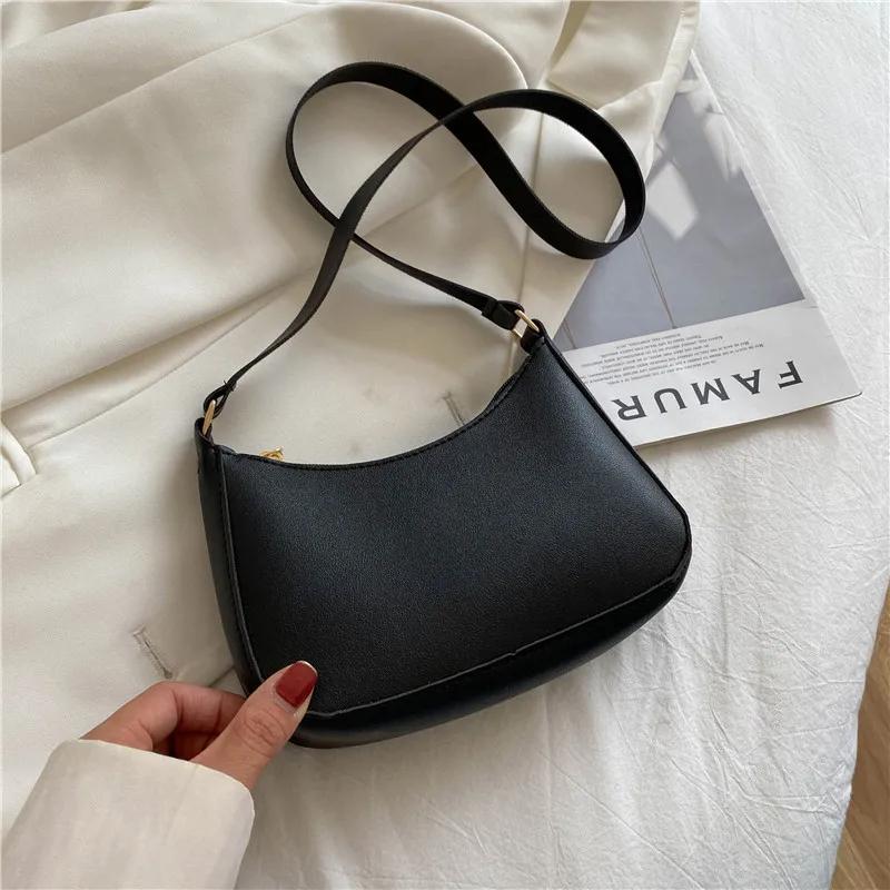 Új női divatos táskák Retro egyszínű PU bőr válltáska hónaljtáska alkalmi női táskák designer táska