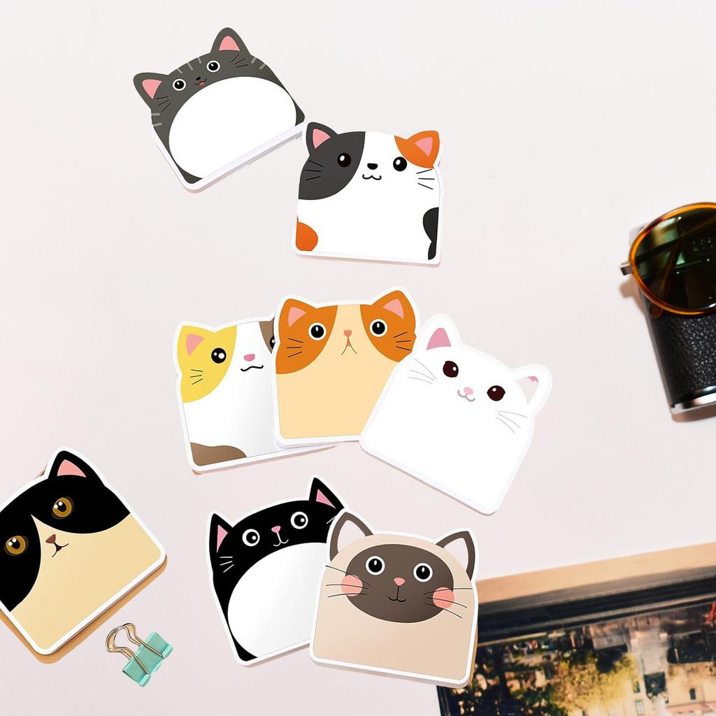 12 Stück süßes Katzen-Haftnotizpapier, 30 Blatt/Block, selbstklebender Notizblock, Erinnerung an Kühlschranktüren, Computer-Whiteboards