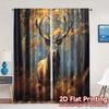 2pcs 2D FLAT PRINTING Curtains (Without Rod) Majestic Stag Modern Pattern Curtains Yarn Curtains Gifts Ldeal for Bedroom &