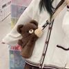 Women Cute Little Brown Bear Shoulder Bag Girl Personality Cartoon Doll Plush Backpack Gift