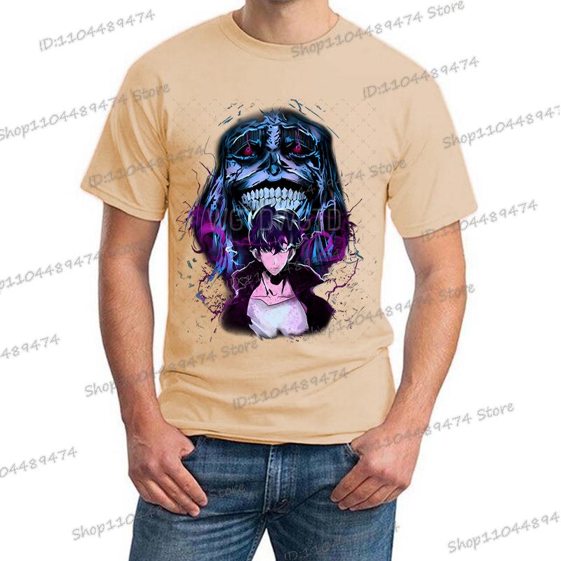 Japanse Anime Solo Leveling T-shirt Heren Sung Jinwoo God Standbeeld Cartoon Grafische T-shirts Harajuku Korte Mouw Hoge Kwaliteit T-shirt