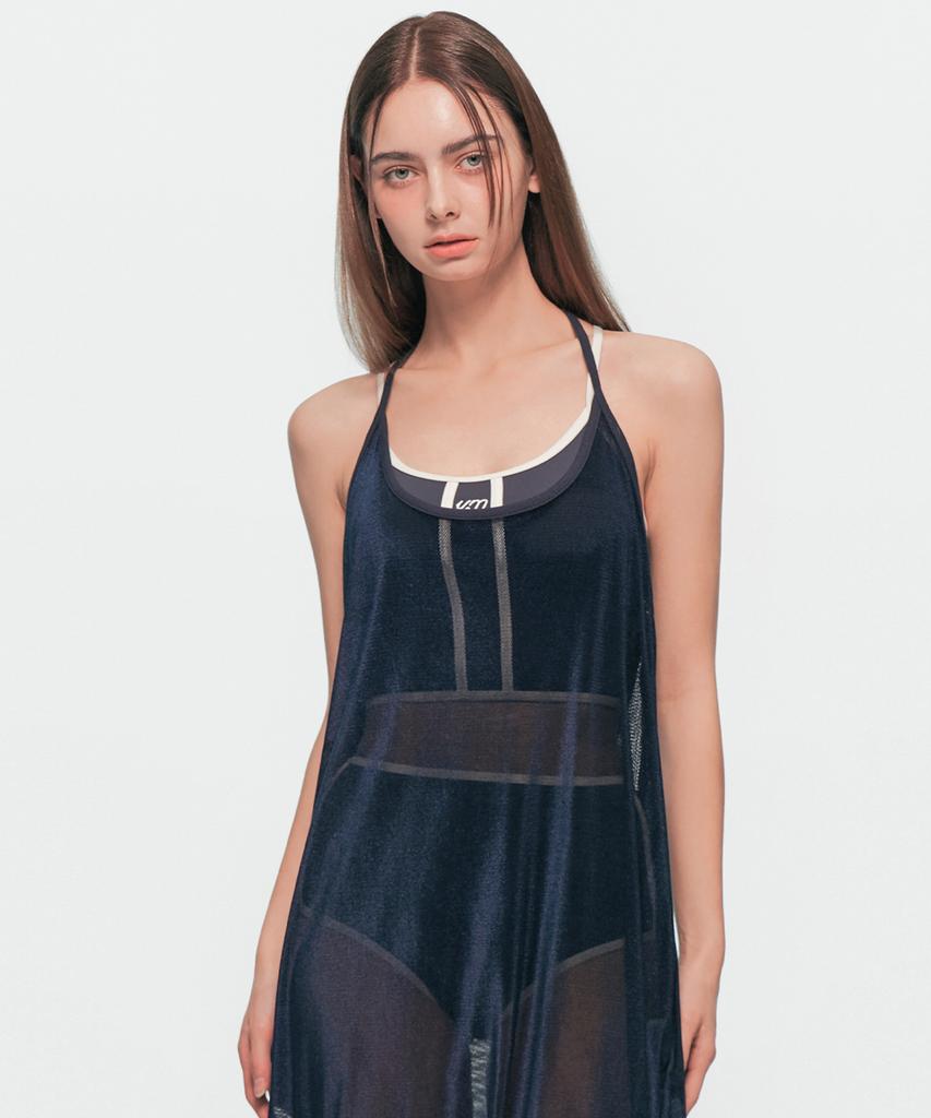 Yuum Velvet Mesh One-Piece Navy