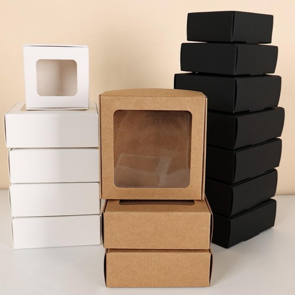 10pcs with Window Jewelry Storage Box Handmade Soap Wrapping Box Wedding Birthday Party Supplies