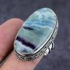 Natürlicher Fluorit Edelstein Handgefertigt 925 Sterling Silber Schmuck Ringgröße 9 ETC-4891