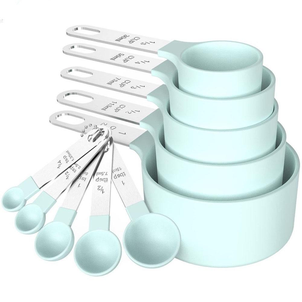 10PCS Graduated Sugar Scoop Stackable Nesting Measure Cup Measuring Spoons Set Kitchen Gadget