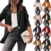 Dames Effen Kleur Casual Lange Mouw Vest Zak Casual Jas Pakjas