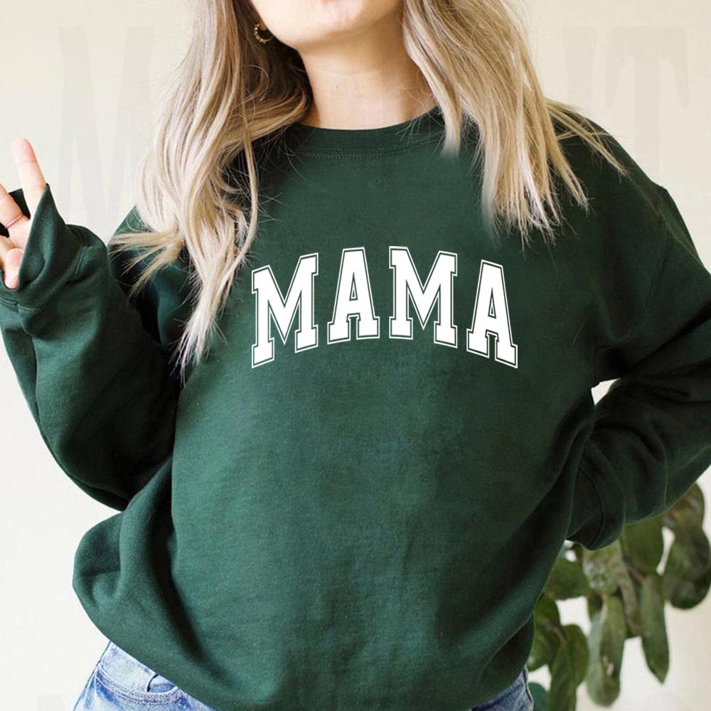 Mama Varsity Sweat Maman Vie Sweat À Capuche Super Maman Chemise Fête des Mères Hauts Femmes Mode Col Rond Sweats