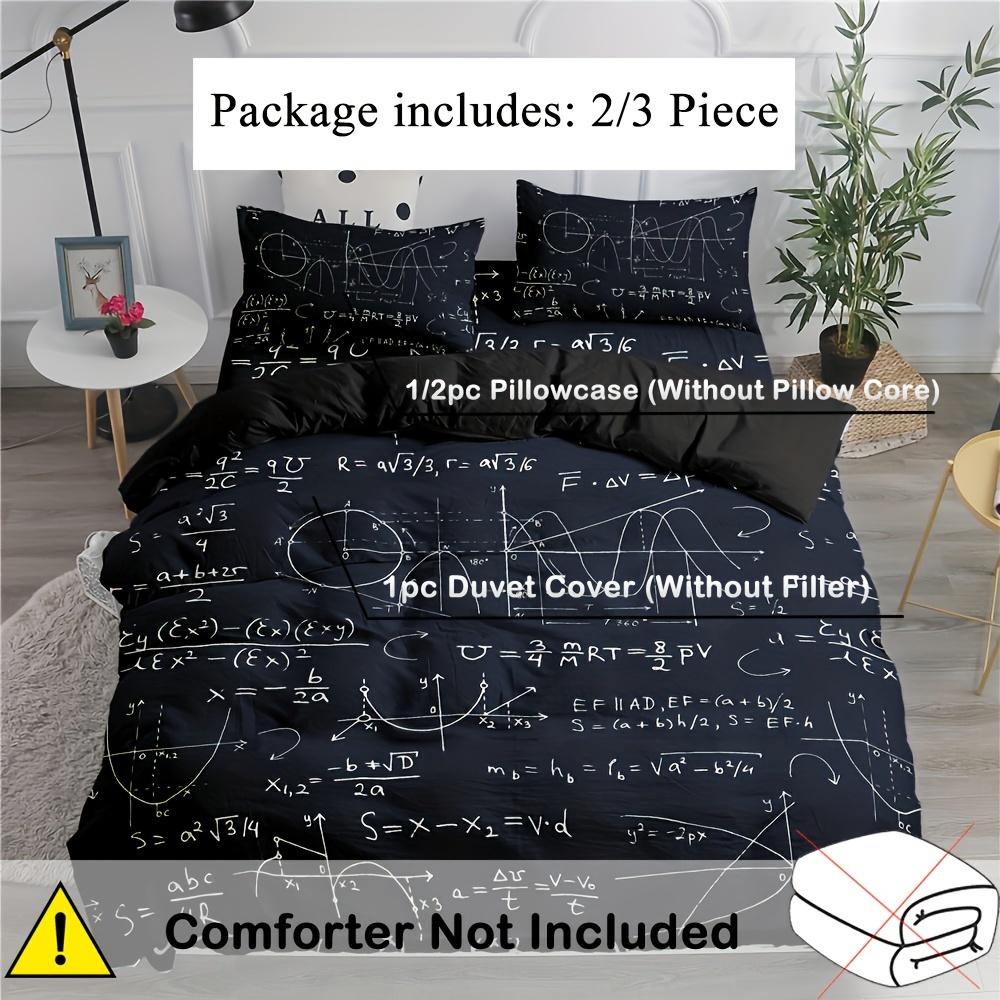 2/3pcs Vibrant Math Formula Printed Duvet Cover Set - Bedding Essentials for Bedroom and Dorm Room - Soft, Breathable, and Hypoa