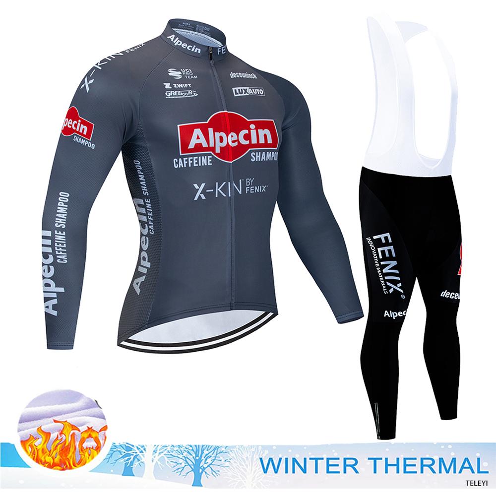 Men's Cycling Outfit Set  Man Mountain Bike Jersey Clothes Winter Thermal Fleece Clothing Sportswear Bicycle Tricuta Bib
