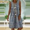 Fashion Summer Spring Solid Color Print Sleeveless O-Neck Casual Dresses