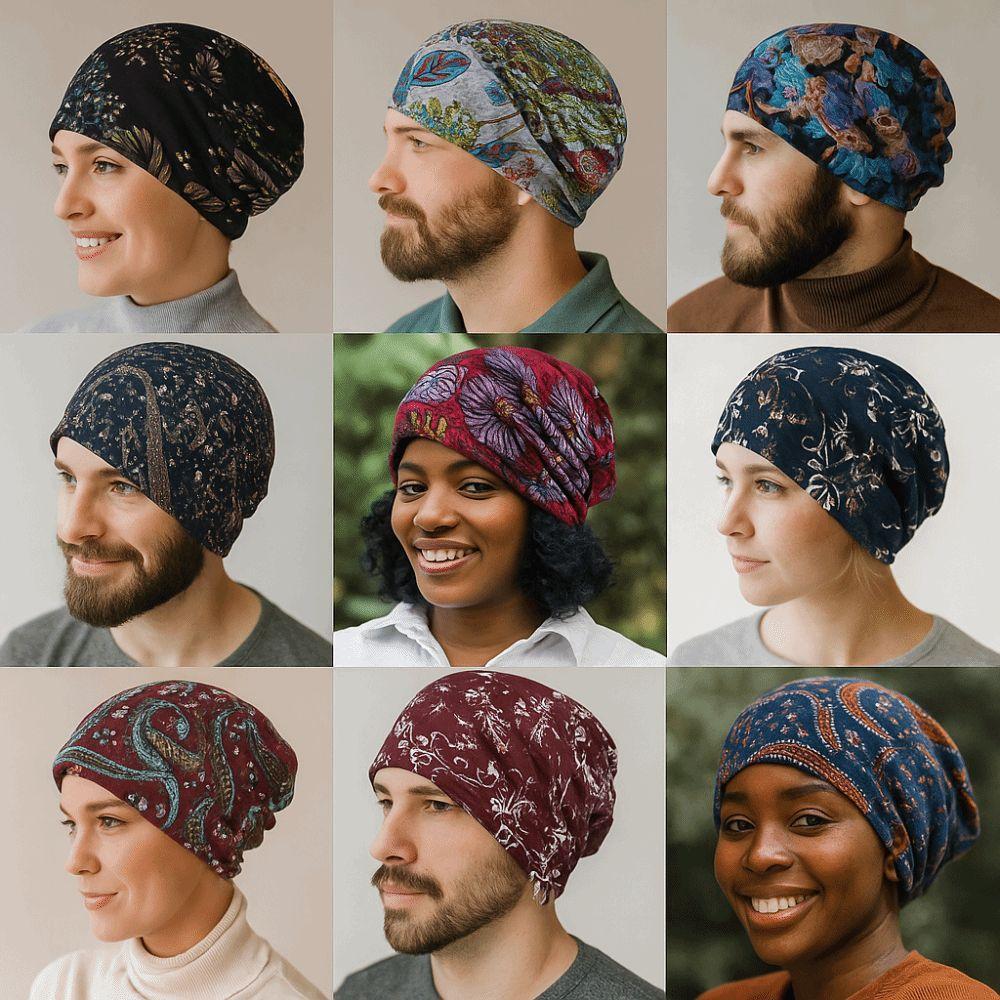 Contrasting Colors Pullover Hat Multifunctional Scarf Pullover Hat Turban Hats Plaid Print Casual Hedging Cap Autumn and Winter