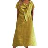 Women Midi Dress Decorated Collar Straps Short Sleeve Dress Solid Color Loose Fit Summer Casual Dress