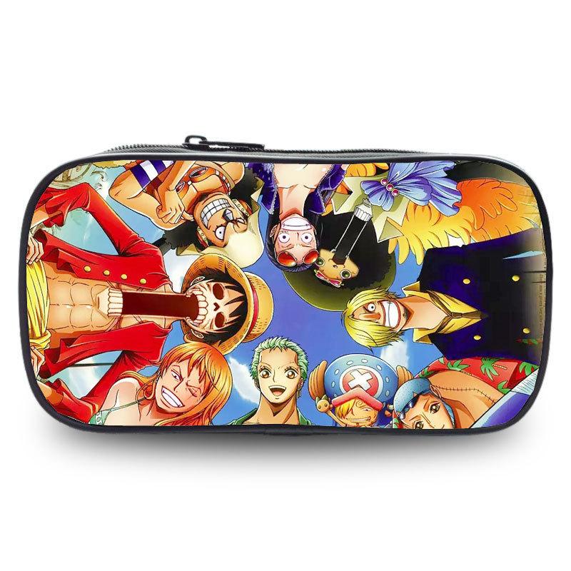 Cartoon Anime One Piece Luffy Zoro Sanji Marco Ace Sabo Pencil Case Stationery Box Students School Pen Bag Bags Gifts