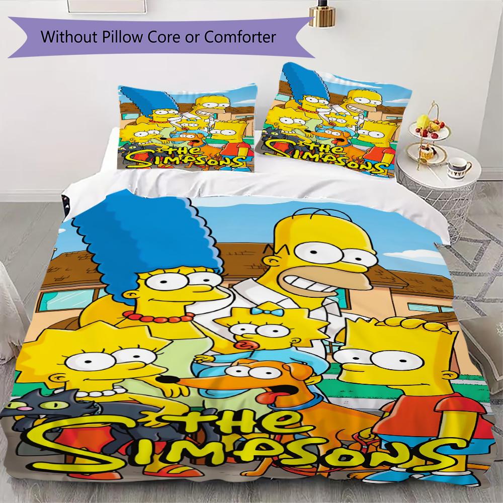 Simpsons Family Pattern Bedding Uilt Set Uilt Cover Pillowcase Home Decoration Birthday Gift (1 * Duvet Cover + 2 * Pillowcase Without Core)85