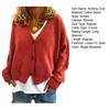 Women Sweater Coat V-Neck Long Sleeve Single Breasted Knitting Sweater Solid Color Loose Fit Sweater Cardigan