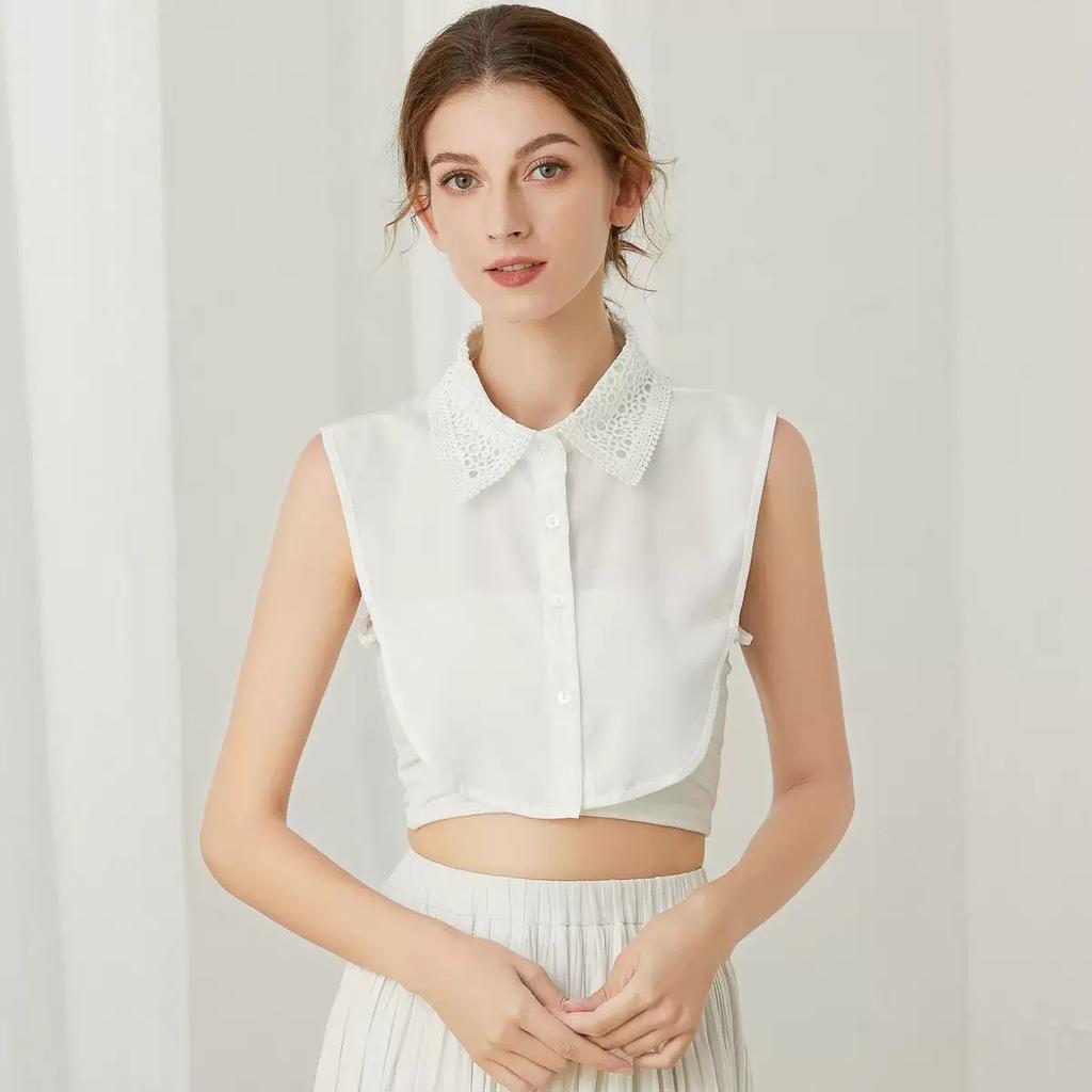 Perfect Match Fashion Half Shirt Style Fake Collar For Women Stand Detachable Collar Fake Girls Vintage Lace Ladies False Blouse Collar Decor