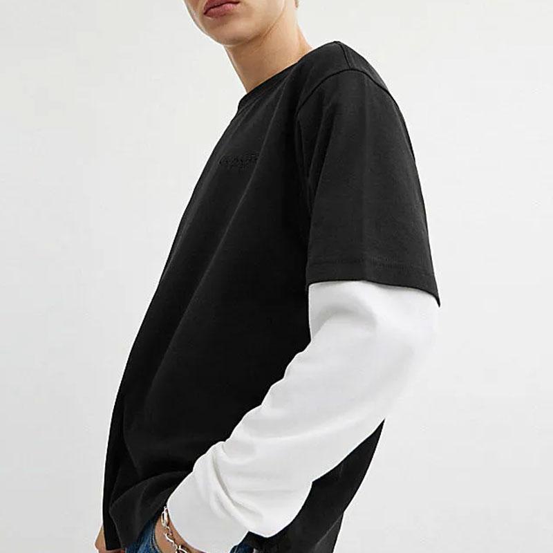 Coach Solid Color Round Neck Pullover Short Sleeve T-Shirt Men Tops Black CU383-BLK