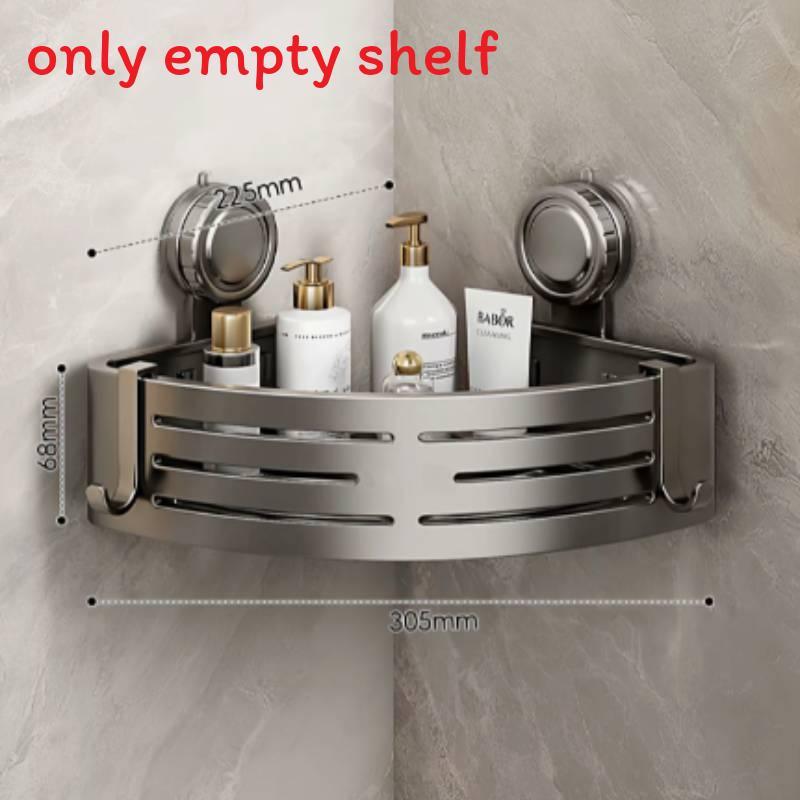 Moderne minimalistische Stahlecke mit Saugnäpfen für Badezimmeraufbewahrung und Organisation
