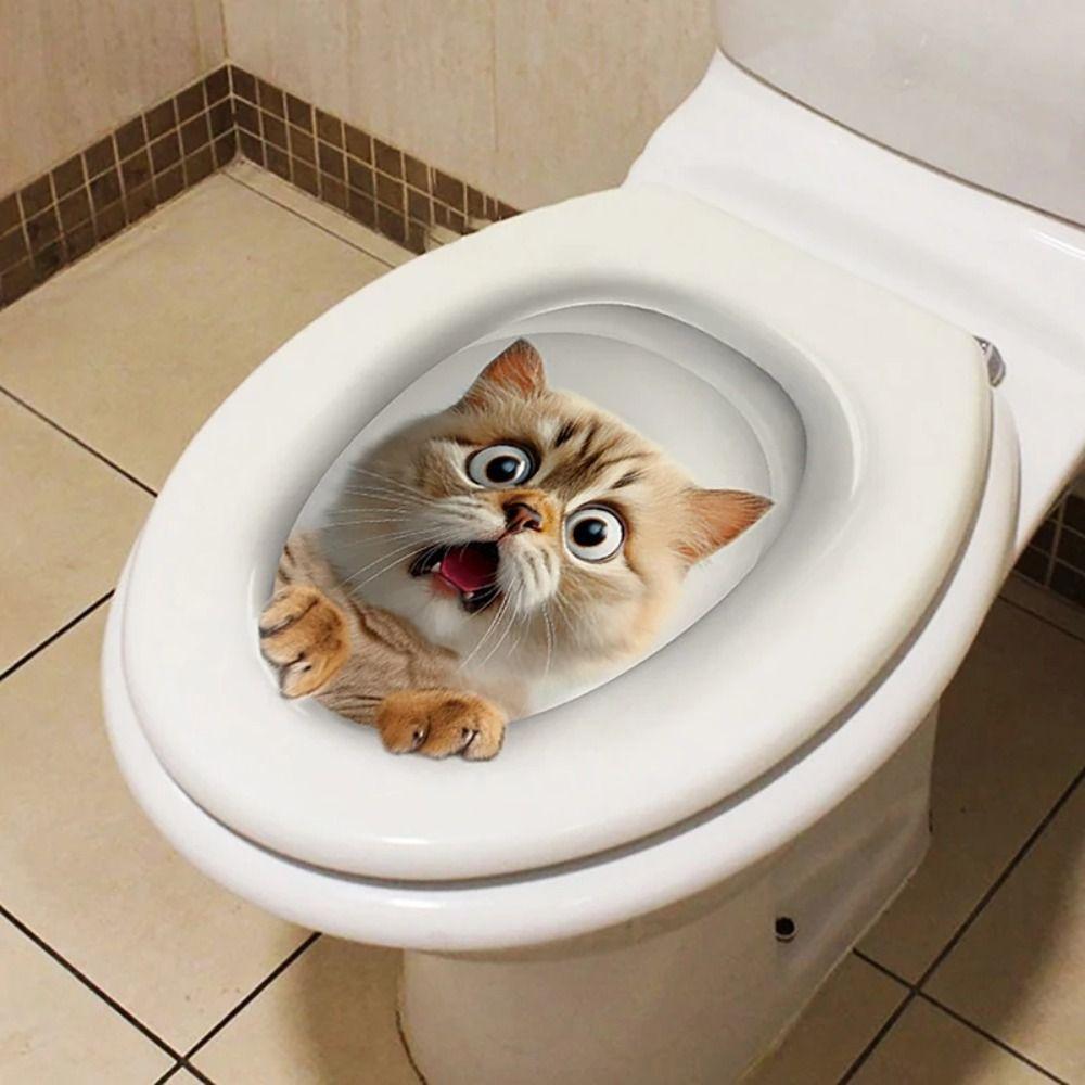 3D Cat Wall Sticker DIY Toilet Seat Decals Funny Toilet Stickers