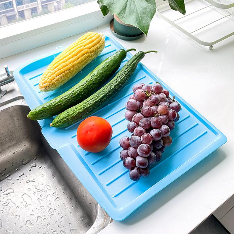 Drain Rack Kitchen Silicone Dish Drainer Tray Large Sink Drying Rack Worktop Organizer Drying Rack For Kitchen Dishes Tableware
