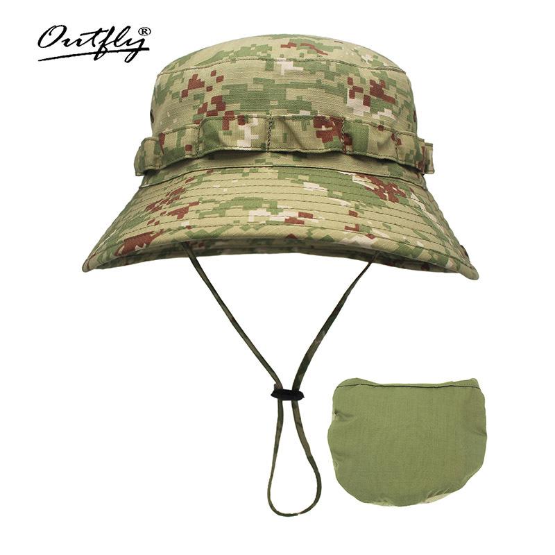 Chapeau de bassin de montagne camouflage pour homme, grand tour de tête, chapeau seau d'extérieur, protection solaire, pliable, chapeau de camping bionique, chapeau de jungle