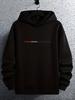 Casual Hoodie - Black with Red & White Graphic Print