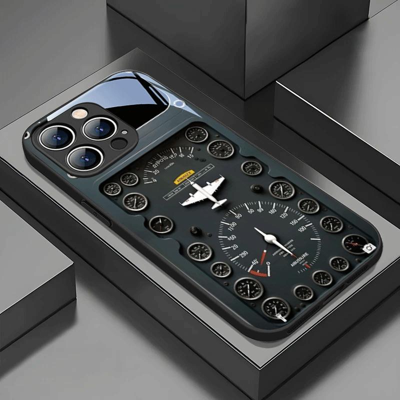 Coque de téléphone Motif Élément d'Aviation Rétro Pour Samsung Galaxy S25 S24 S23 Ultra Plus FE Verre Trempé Coque Rigide Noire