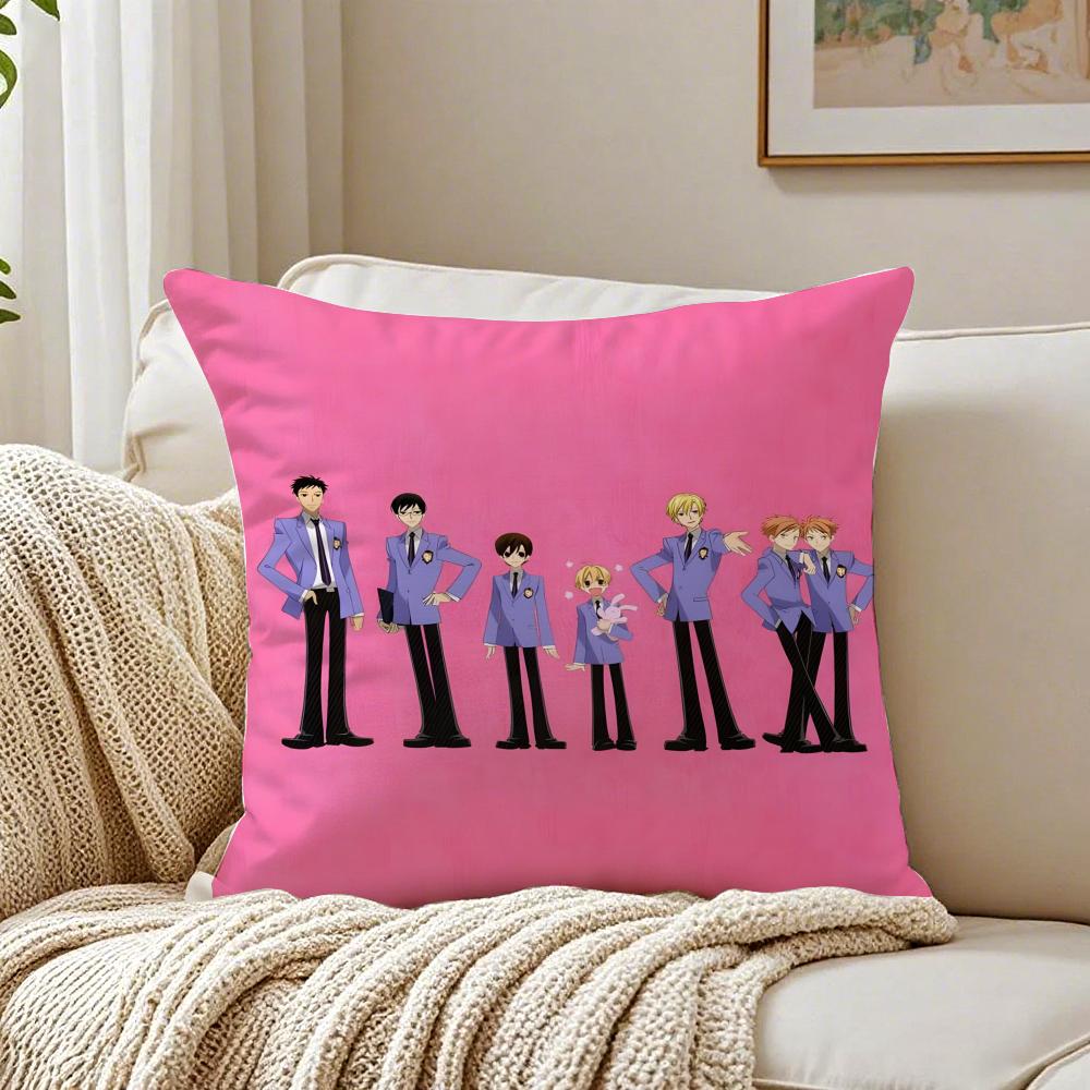 Funny Romance Anime OOuran High School Cushion Cover Linen Pillowcase Soft  for Sofa Bed Home Room Decor