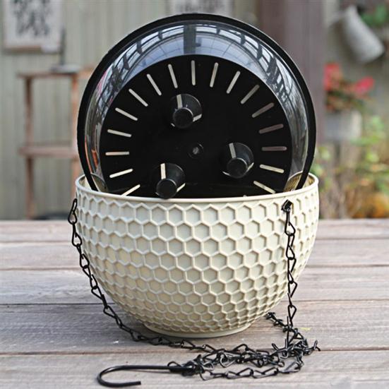 Hanging Flower Basket Imitation Honeycomb Self Water Absorption Waterproof Outdoor Resin Plant Hanger for Garden