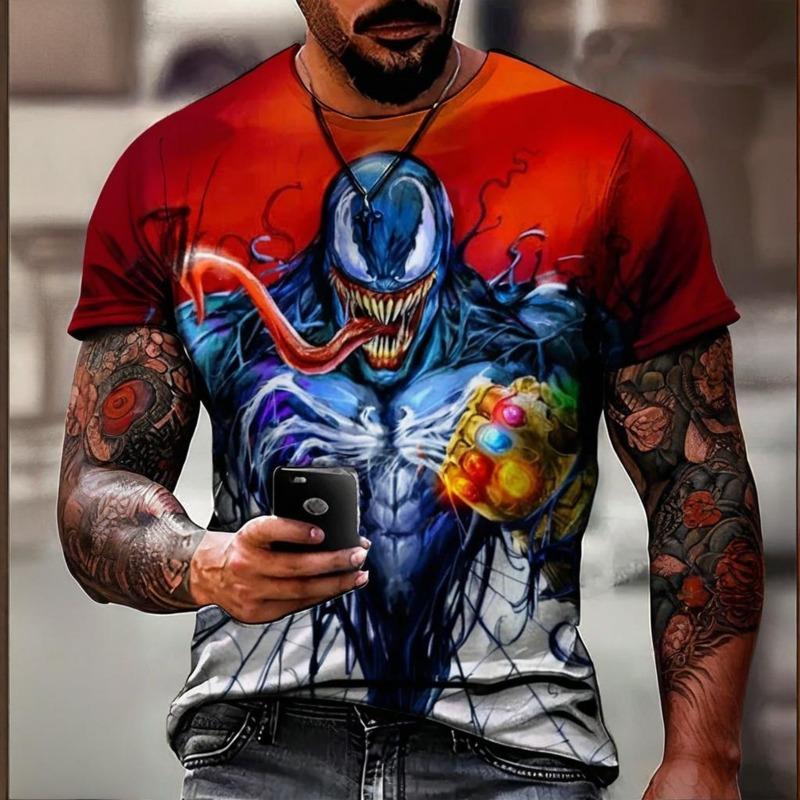 Summer Colorful Men's Top T-shirt 3D Printed Spider Man Venom Pattern Casual Fashion Short Sleeve Clothing