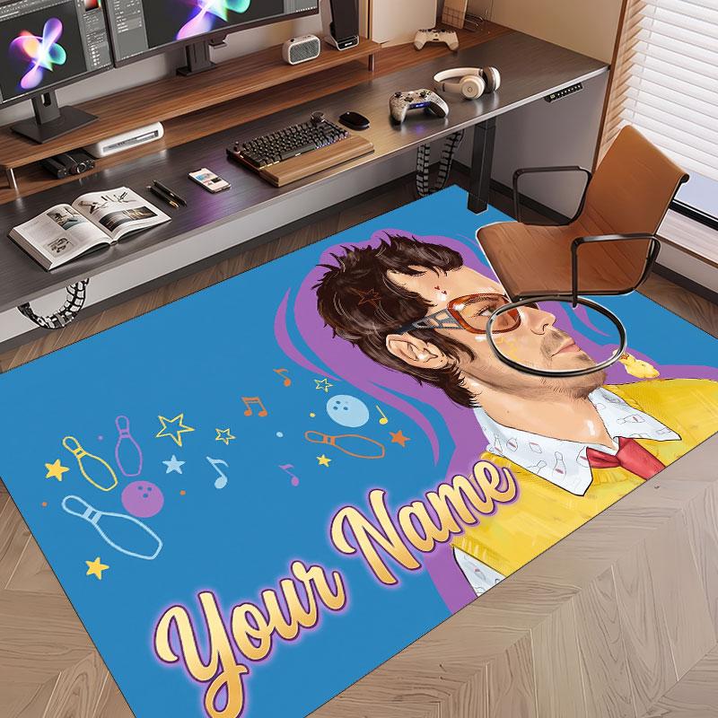Custom Name Crystal Velvet Rug,Harry Styles Comfortable Anti Slip Floor Mat For Room Decoration